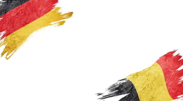Vlajky Německa a Belgie na bílém pozadí — Stock fotografie
